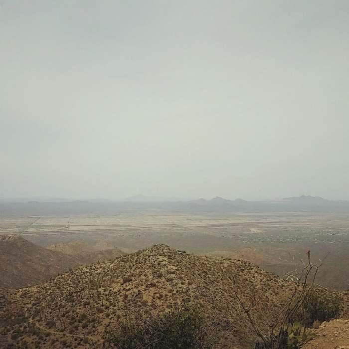 Wasson Peak Circle Trail on a very windy and dusty Tucson morning. Near Hugh Norris Trail
