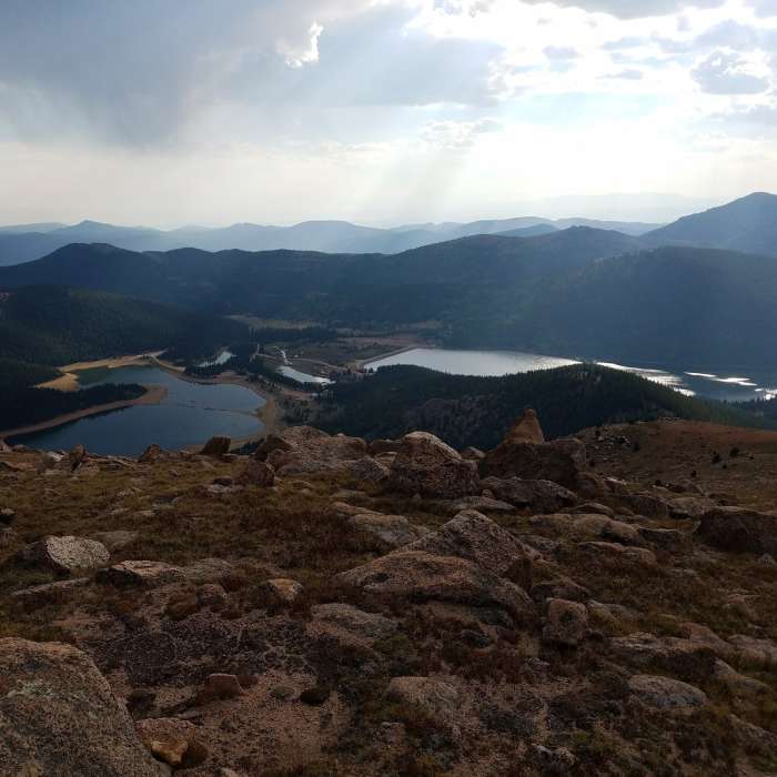 View of Mason and McReynolds Reservoirs from atop Amalgre Mountain. Near Almagre Mountain Summit Route