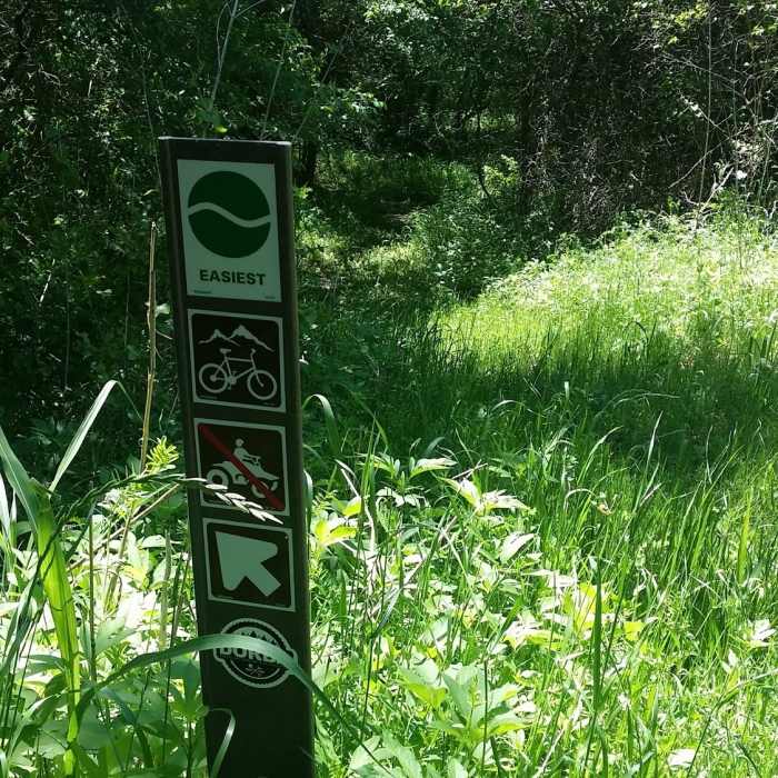 These are the typical trail markers used throughout Goat Island Nature Preserve. Near Goat Island Nature Preserve
