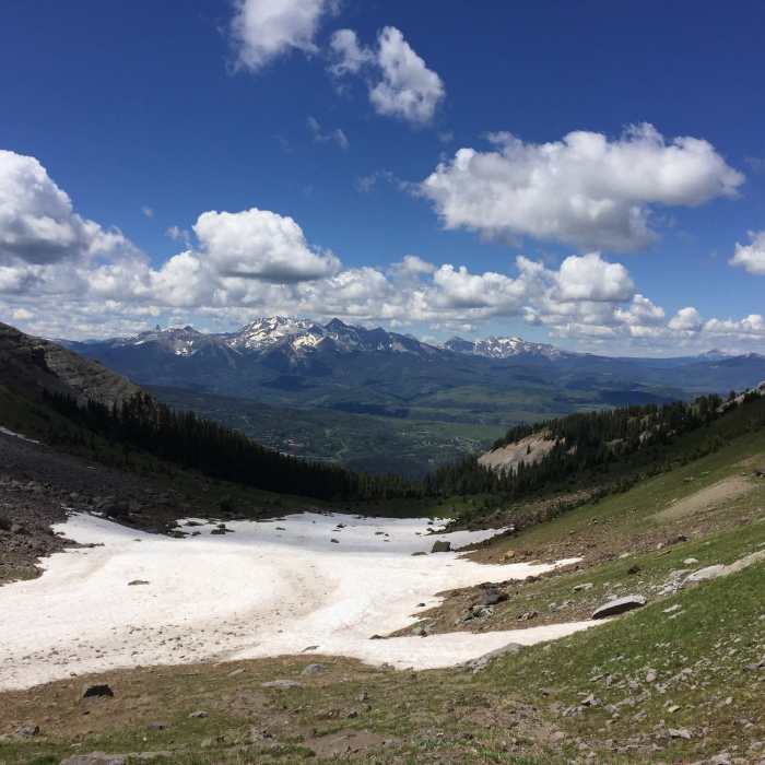 Snow condition on July 28, 2019 -- OK to hike on. Near Sneffels Highline Trail #434