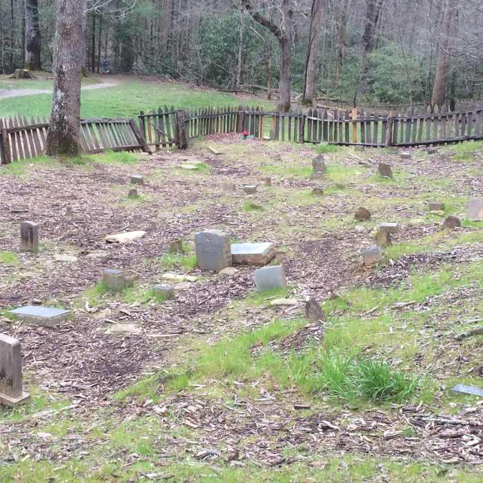 The Little Greenbriar School, church, and graveyard serve as a reminder to a time passed in the Great Smoky Mountains. Near Metcalf Bottoms Trail