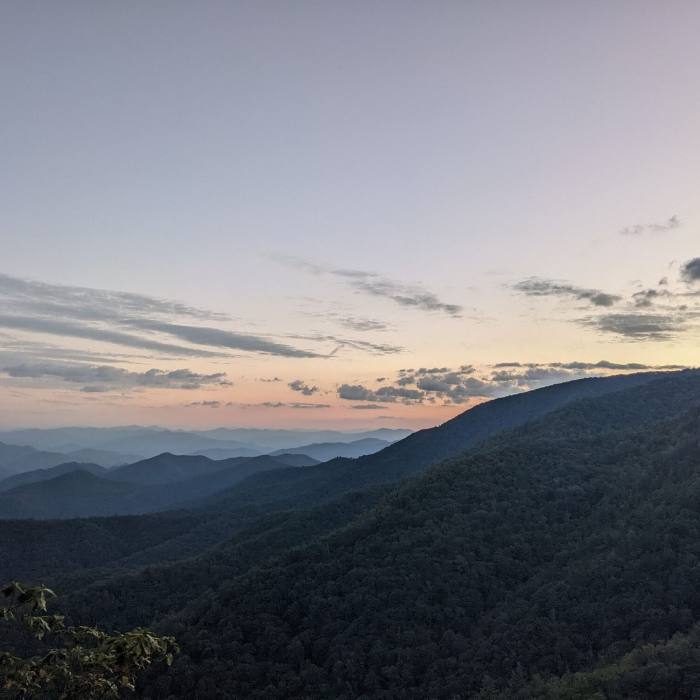 View from the Baxton Cliff overlook around sunset Near Carmen AT Loop