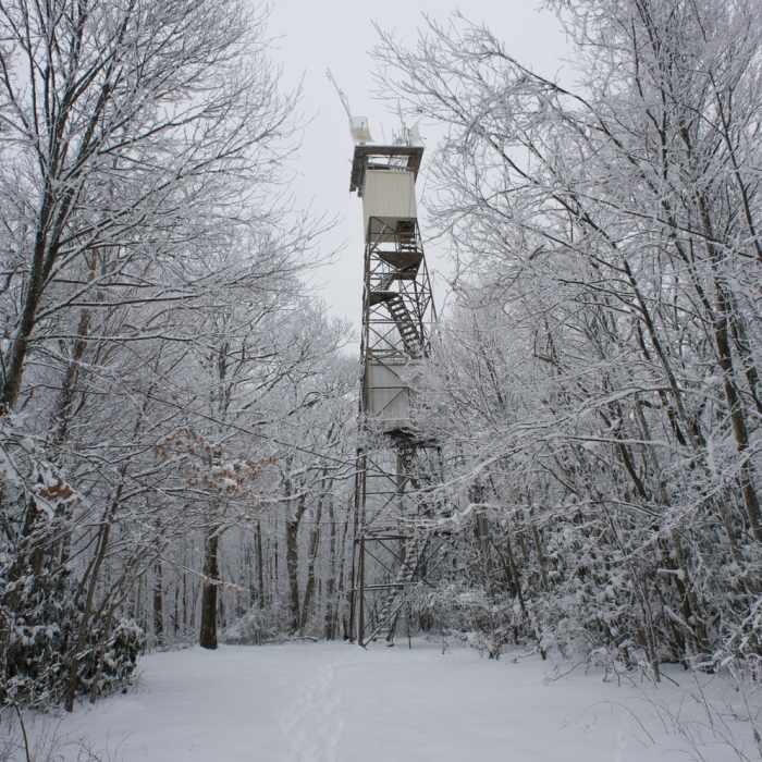 Air quality monitoring station at the old Cove Mountain Fire Tower. Near Cove Mountain Trail