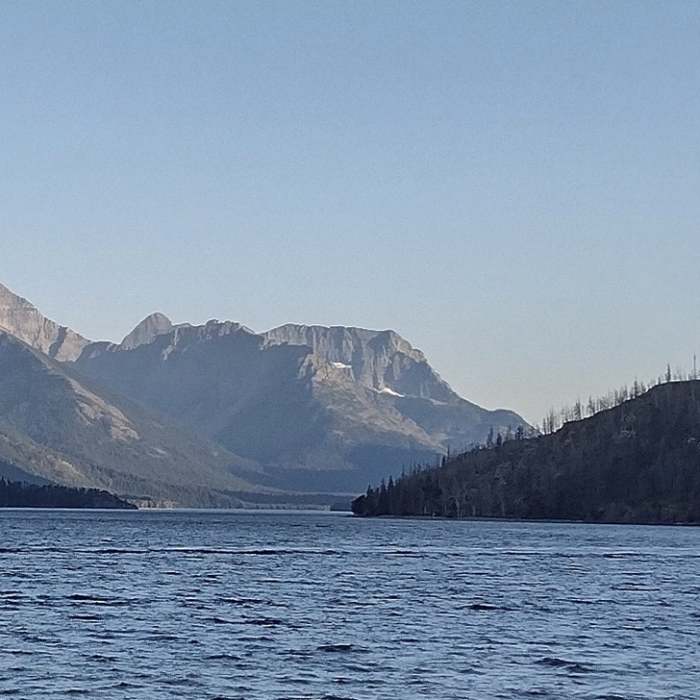 Upper Waterton Lake. Looking south from Waterton Townsite, Waterton Lakes National Park, Alberta, Canada Near Waterton Townsite Loop