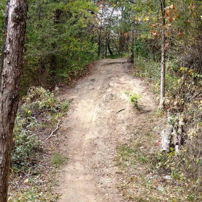 This downhill section marks the widest spot on the trail. Near Banner Lakes at Summerset State Park