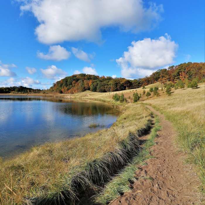 The northwest shoreline of the lake" by Mike Lozon. Photo courtesy of Ottawa County Parks & Recreation. Near Ottawa Sands Loop