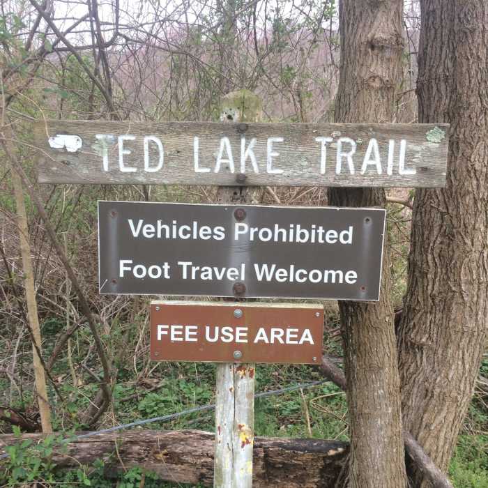 Ted Lake - Trailhead at the lower end, Leeds Manor Rd south parking area. Near Ted Lake Trail
