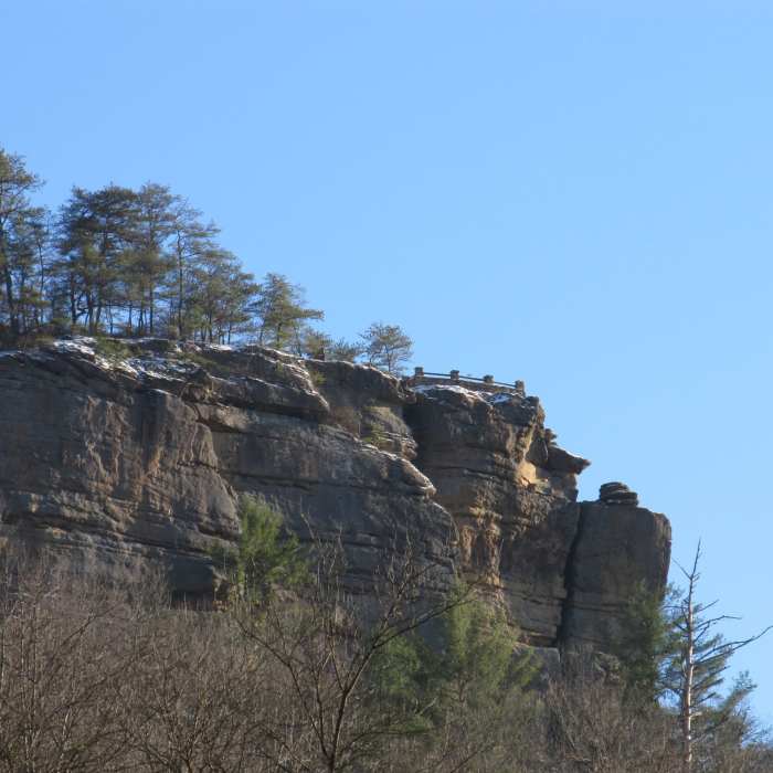 Chimney Top greets visitors from across the Sheltowee Trace on the Red River. Near Sheltowee - Osborne Loop