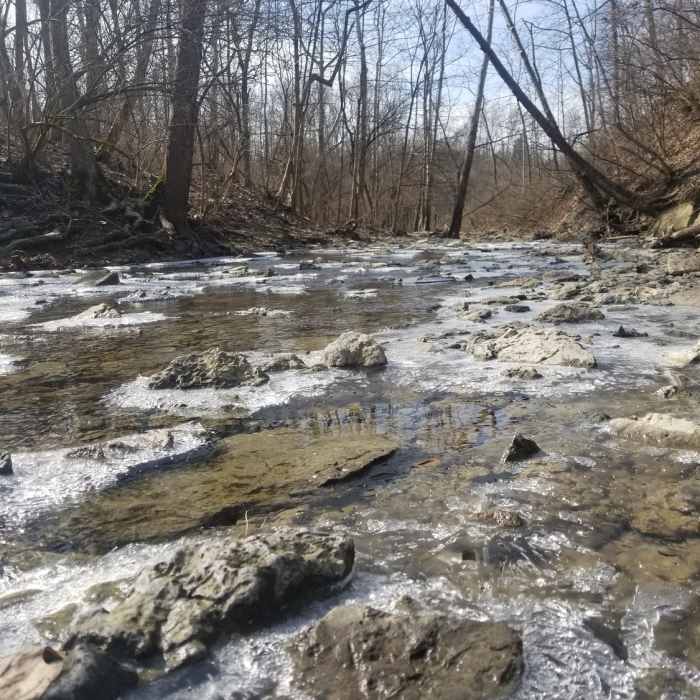 Icy crossing Near Three-mile Amphitheater Loop