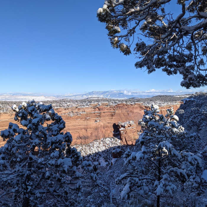 View from trailhead after snow. Near Ute Canyon Trail