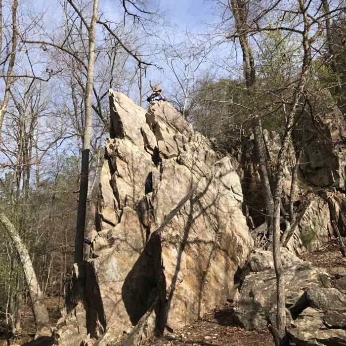 Rock formation at the base of the falls. Near Falls and Creeks Loop
