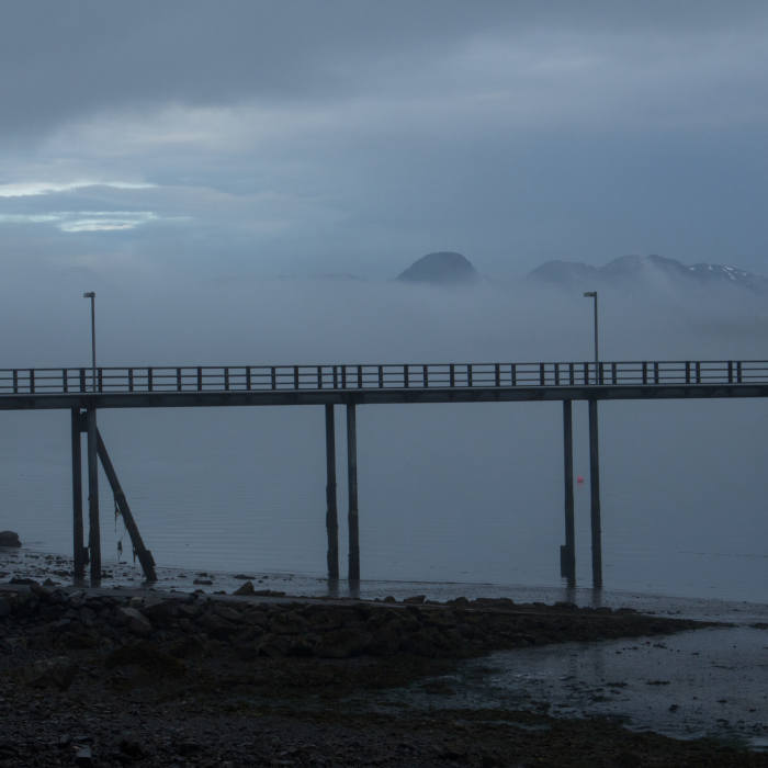 With constantly changing weather, views can be obstructed by clouds and fog. Here is a brief glimpse of the peaks from the dock at the Visitor Center. Near Point Gustavus