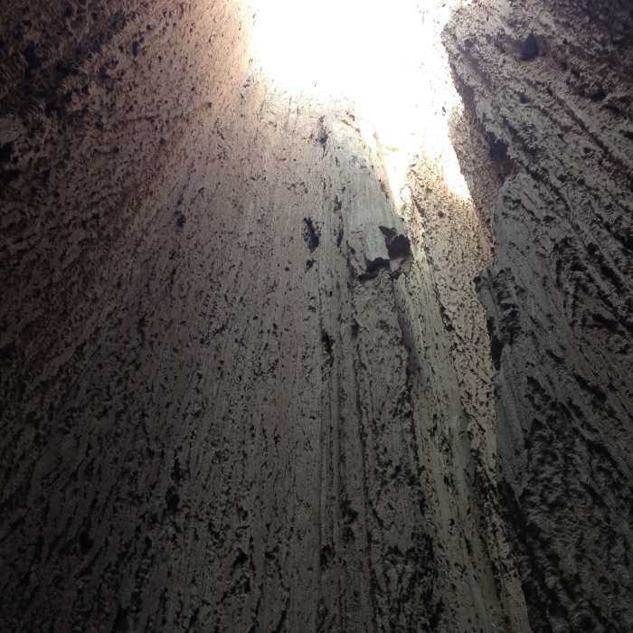 One of the dry waterfalls at the end of the slot canyon Near Miller Point Caves Loop