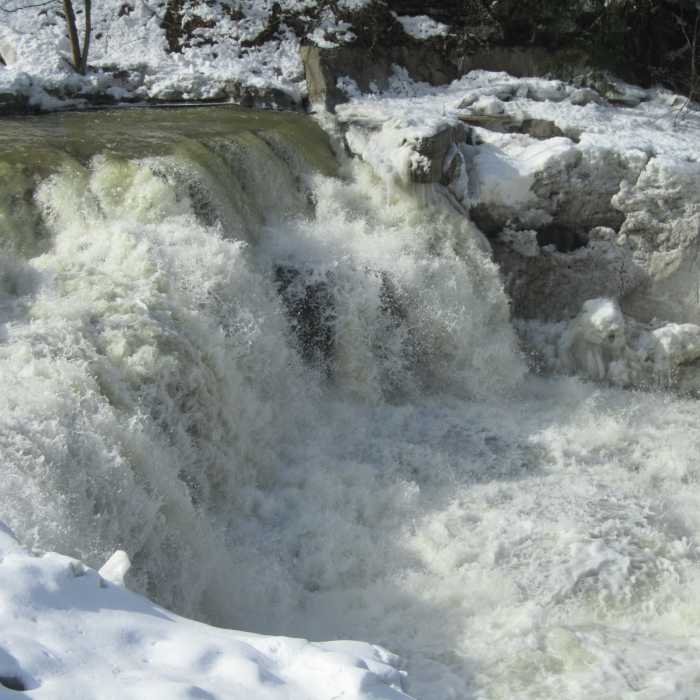 While they're much smaller than Taughannock, the lower falls near the parking area are still beautiful in their own right. Near Taughannock Falls via Gorge Trail