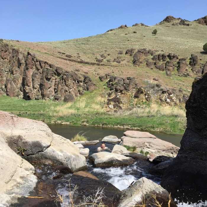 The water is lovely and so is the view. Near Three Forks and a Soak