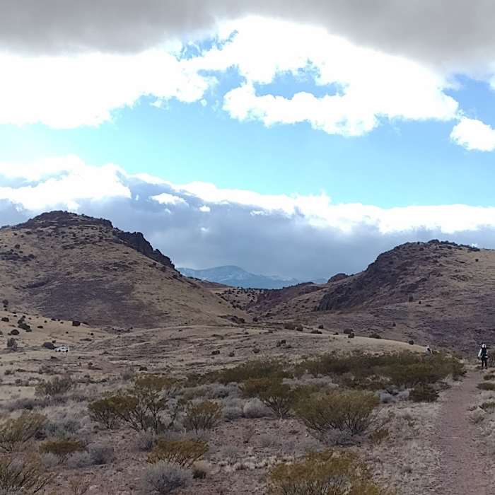 Hikers approaching the Blue Canyon Trailhead Near Blue Canyon Trail