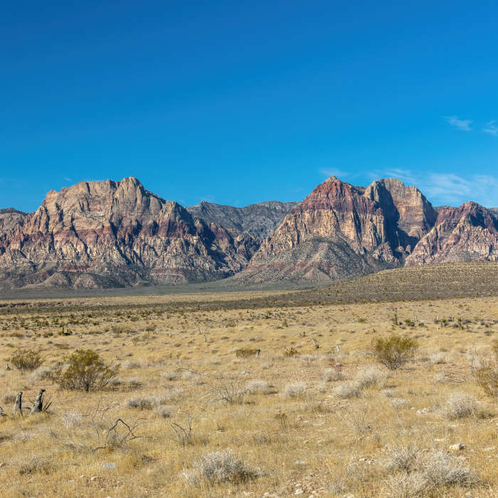 The Rainbow Mountains across the plain from Calico Hills Trail. Near Calico Hills