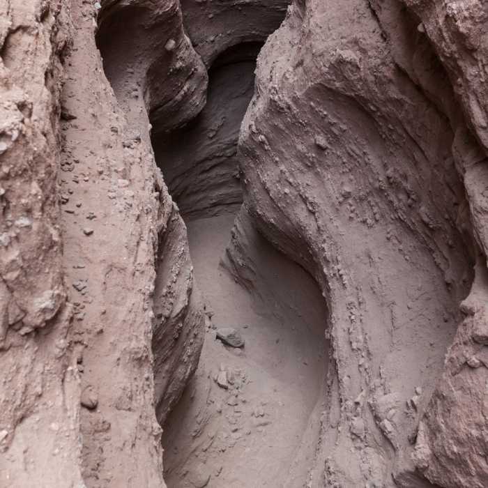 You get a true sense of the Ladder Canyon Trail's steep-sided passage when looking from above. Near Ropes Canyon Trail