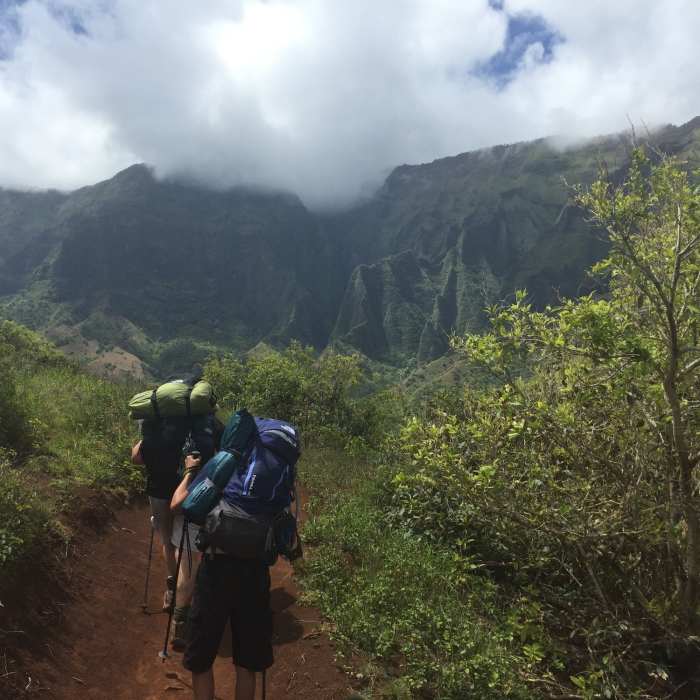 Descent into Kalalau Valley. Near Kalalau Camping via End of Valley Trail