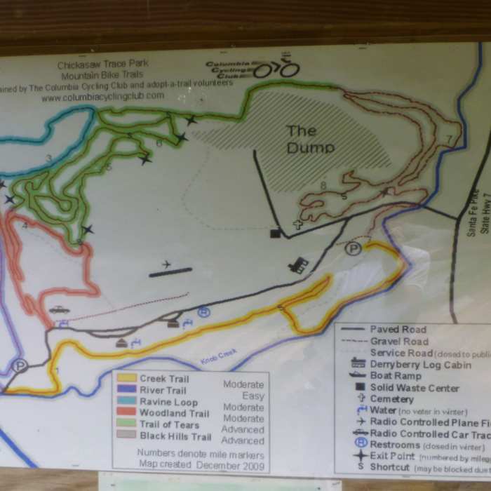 Trail map showing all shortcuts. Near Chickasaw Trace