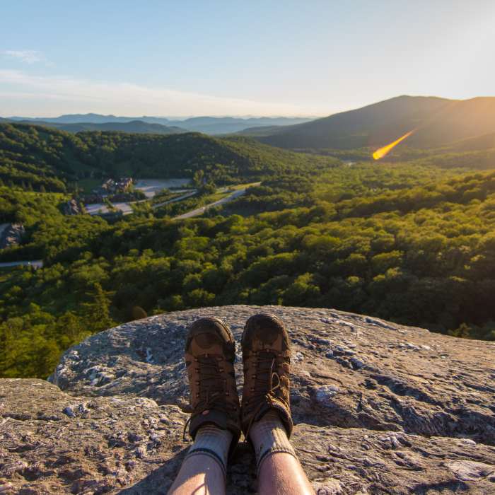 Scenic overlook at the top of Deer Leap right before sunset (Pico Mountain Resort to the left). Near Deer Leap Overlook