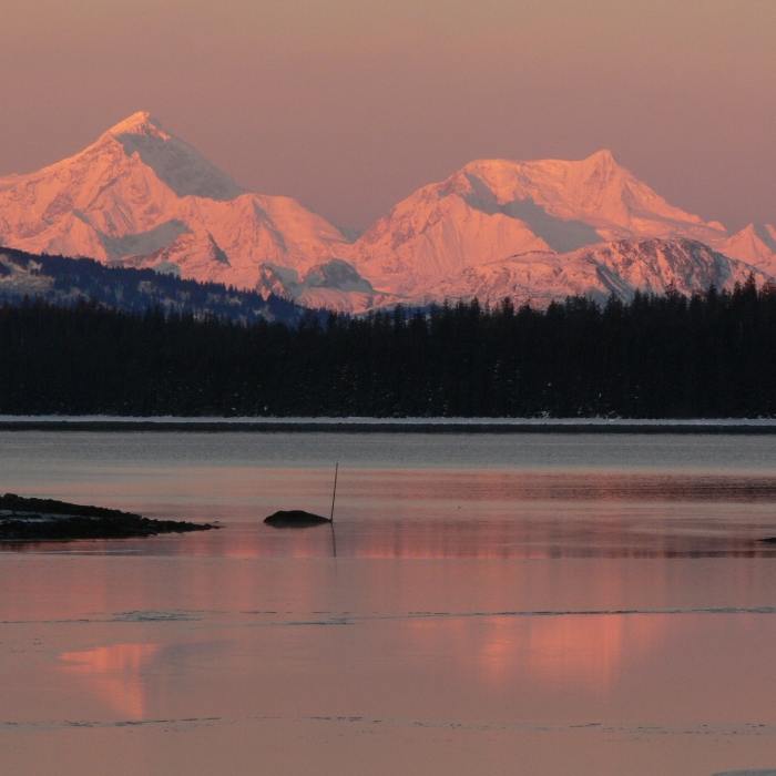 The Beach Trail provides beautiful views of Bartlett Cove and some wonderful sunset glows. Photo credit: NPS Photo. Near Point Gustavus