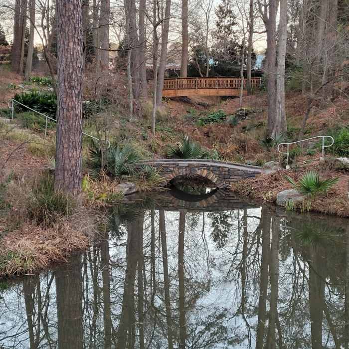 Bridges near pond area Near Duke Gardens Loop
