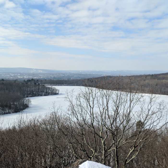 view of Crescent Lake from ledge Near Crescent Lake Loop