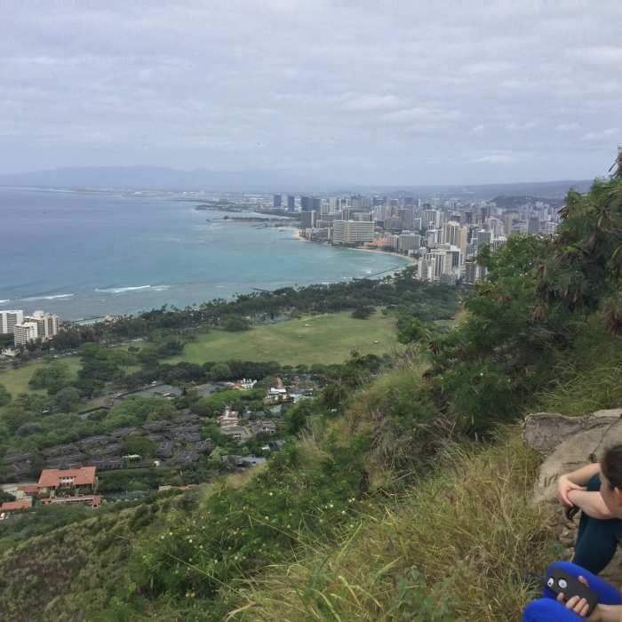 Enjoying the view from Diamond Head Near Diamond Head Summit Trail