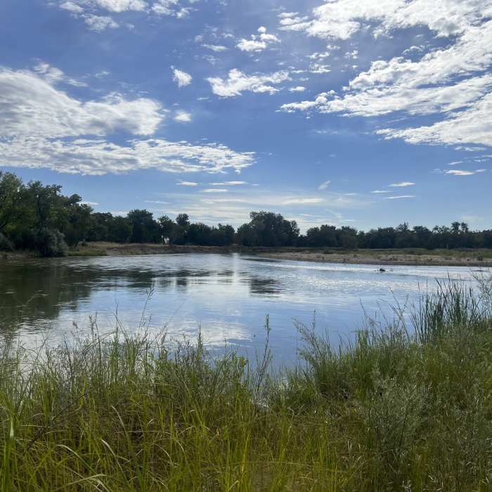 The trail reaches the confluence of the North Platte River and the Laramie River. From this point on, the river is known as the North Platte. Near Confluence Trail