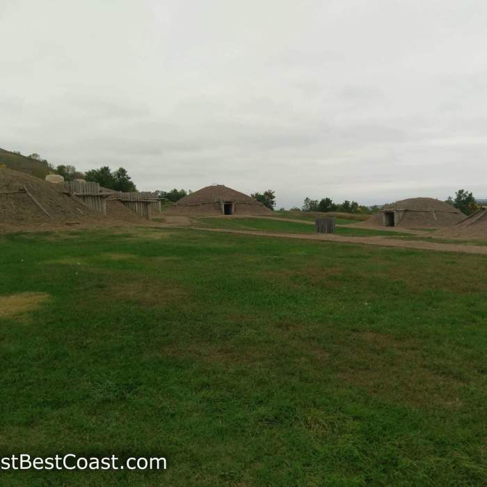 Reconstructed earthlodges at the Mandan Indian On-A-Slant Village Near Fort Abraham Lincoln State Park Stairs
