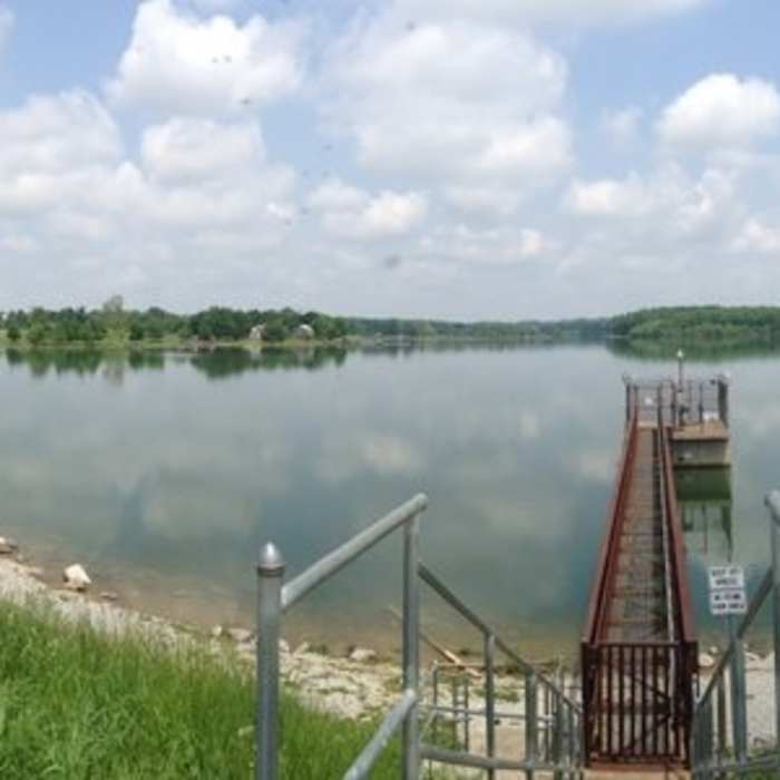 View from the dam at the south end of Freeman Lake. Near Freeman Lake Loop