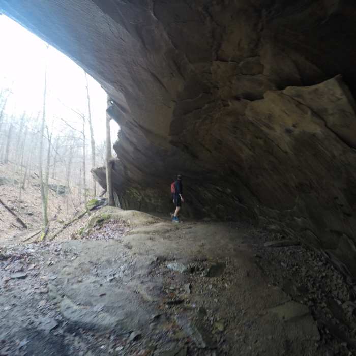 Get ready to run under this sweet rock overhang along the Rock Shelter Trail. Near Low Gap Backcountry Trail