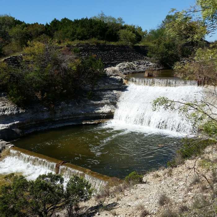 Tiered CCC spillway is astounding after recent rain. Near Spillway Hiking Trail