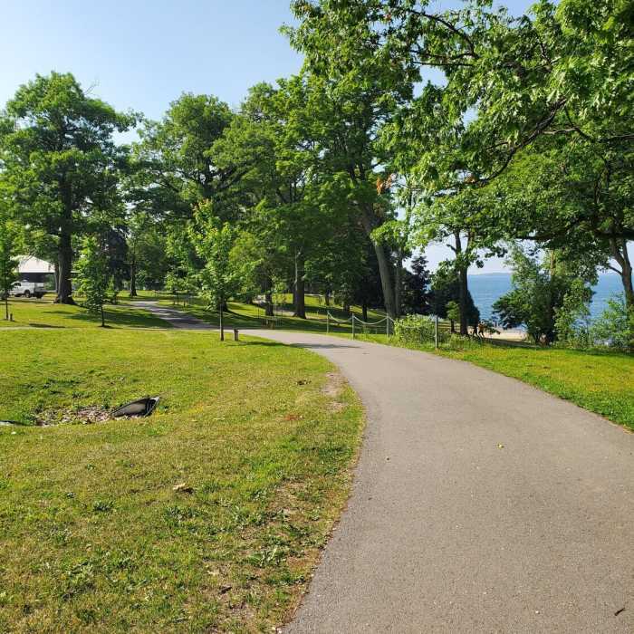 Paved trails at Lake Ontario Park. Near Lake Ontario Park