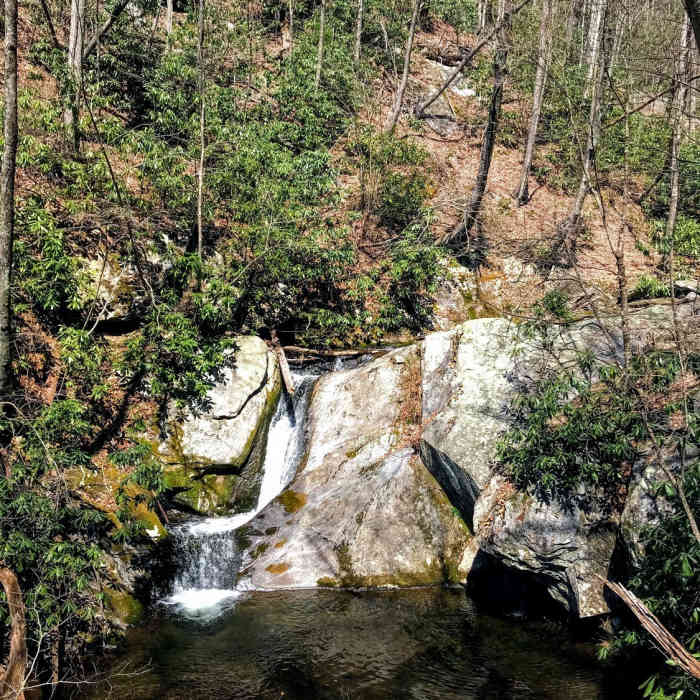 The Middle Falls drops into a welcoming pool Near Basin Creek Trail