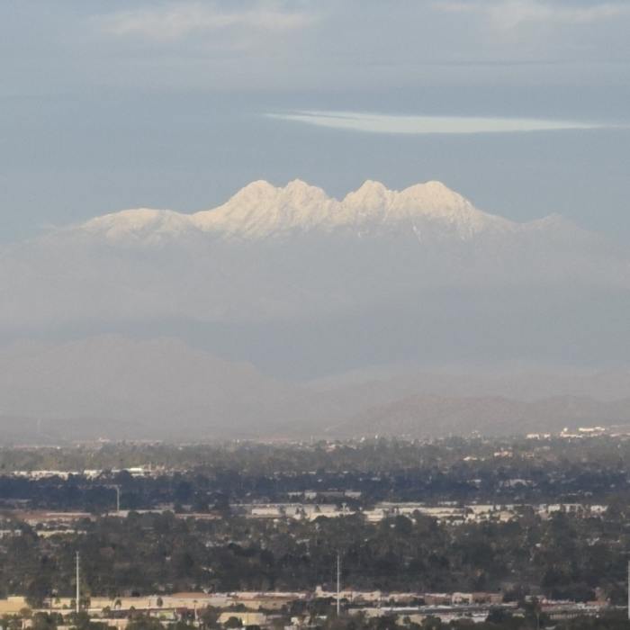 Snow covers Four Peaks from the Ridgeline Trail on Jan 23, 2017. Near Javelina Canyon Trail