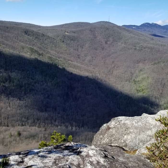 Grandmother and Grandfather mountains as seen from Big Lost Cove Cliffs Near Big Lost Cove Cliffs Trail