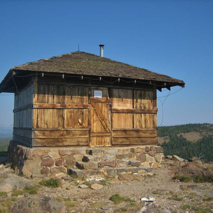Secondary fire lookout on Observation Peak, built by the C.C.C in 1939. Near Observation Peak Trail