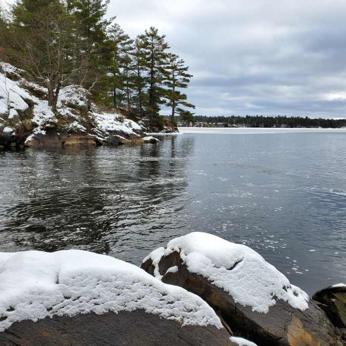 Outflow of The Falls at Depot Lakes in the winter Near Depot Lake Loop