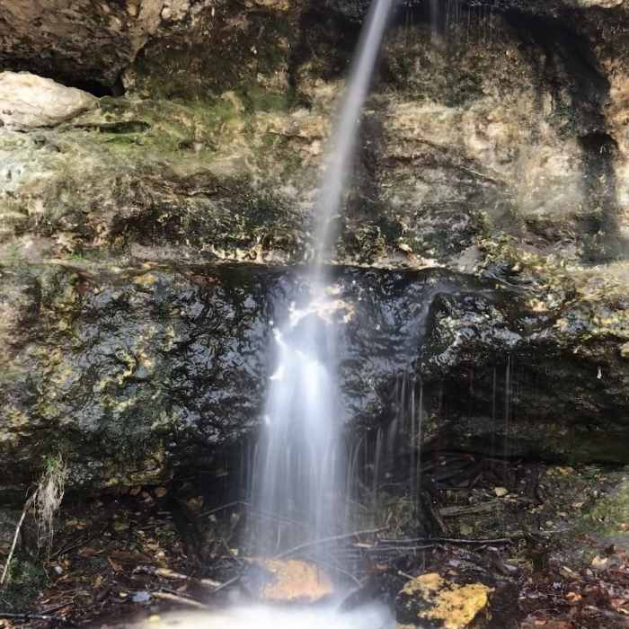 Waterfall on the trail about 50 yars from Peachtree Rock Near Peachtree Figure-Eight Hike