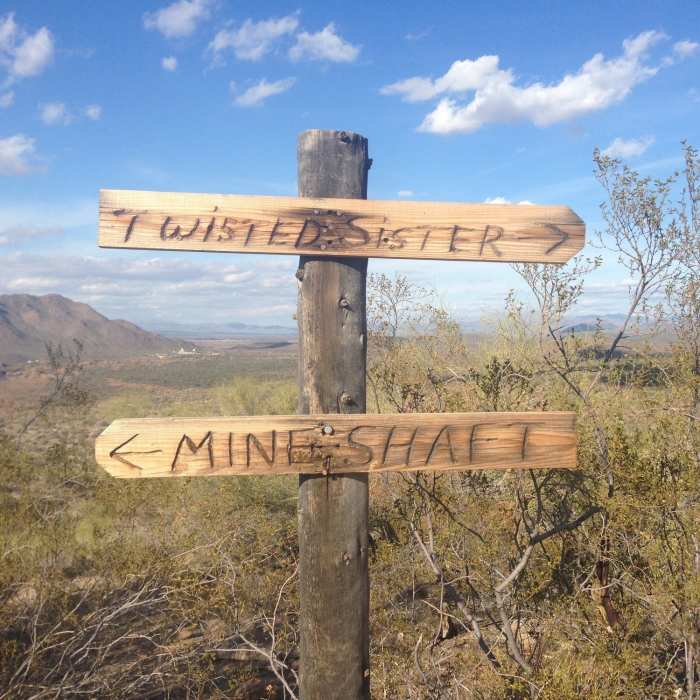 Normally, I don't think signs are interesting, but this one is handmade :) Near Maricopa Trail - Pass Mountain Connector