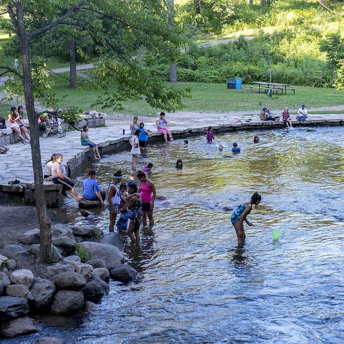 Natural wading pool area along Minnehaha Creek, just below the falls. Near Minnehaha Falls Regional Park