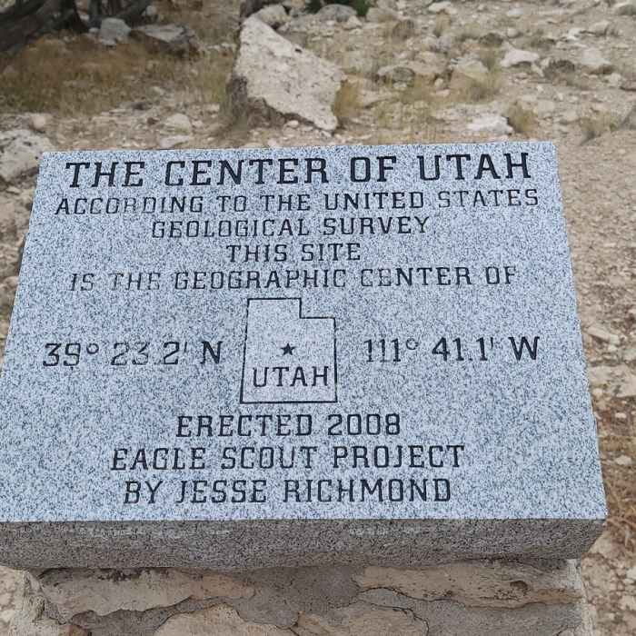 Marker at the end of the Geographical Center of Utah Trail. Near Geographical Center of Utah