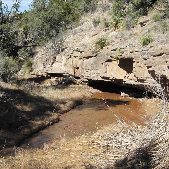 Above the falls, below the bridge. Near Fresnal Canyon Rails-to-Trails