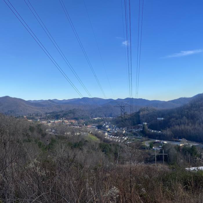 Scenic view from below the power lines on the Upper Long Branch Loop Near WCU Trail System - Every Trail