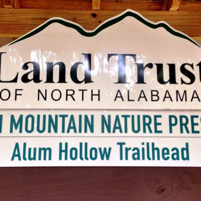 Sign at the trailhead. Near Green Mountain Preserve and Buzzard Falls