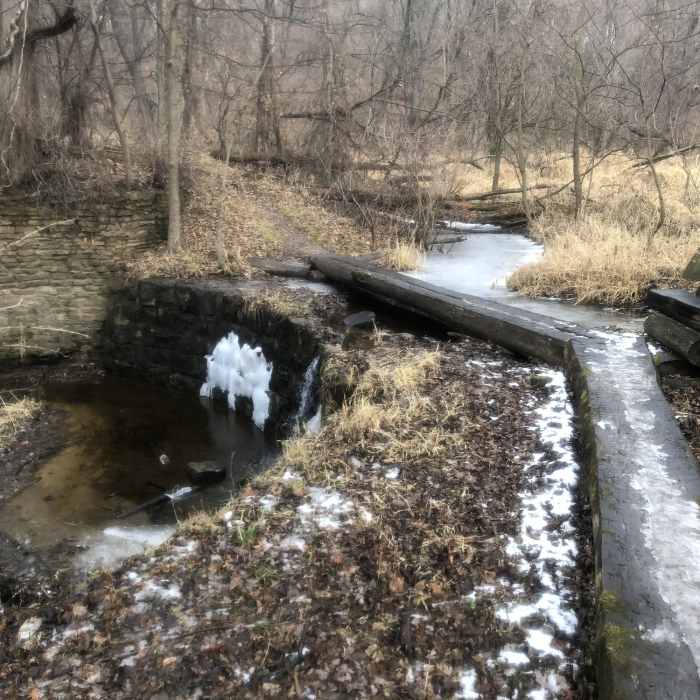 Beautiful water crossing nearing the cement trail Near Pine lake