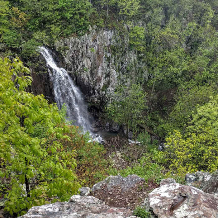 Overall Run Falls, the tallest waterfall in SNP. Near Tuscarora to Toms Brook: Shenandoah and GW