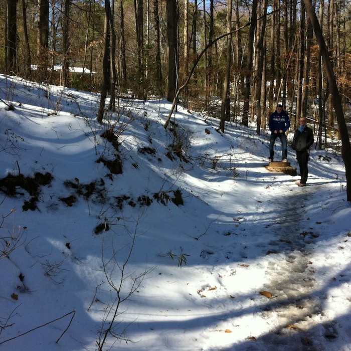 Snowy trail. Near Murphey Candler Park Trail